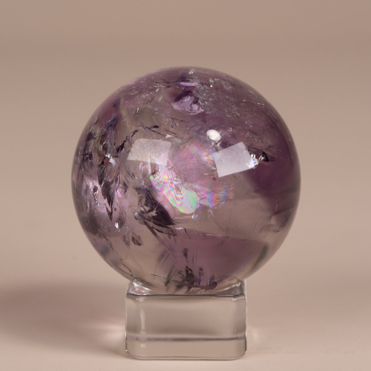 Amethyst Phantom Kugel mit Regenbögen Nr.3 - Epomina