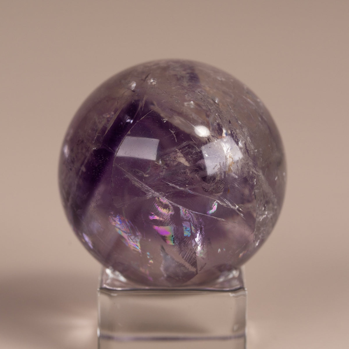 Amethyst Phantom Kugel mit Regenbögen Nr.4 - Epomina