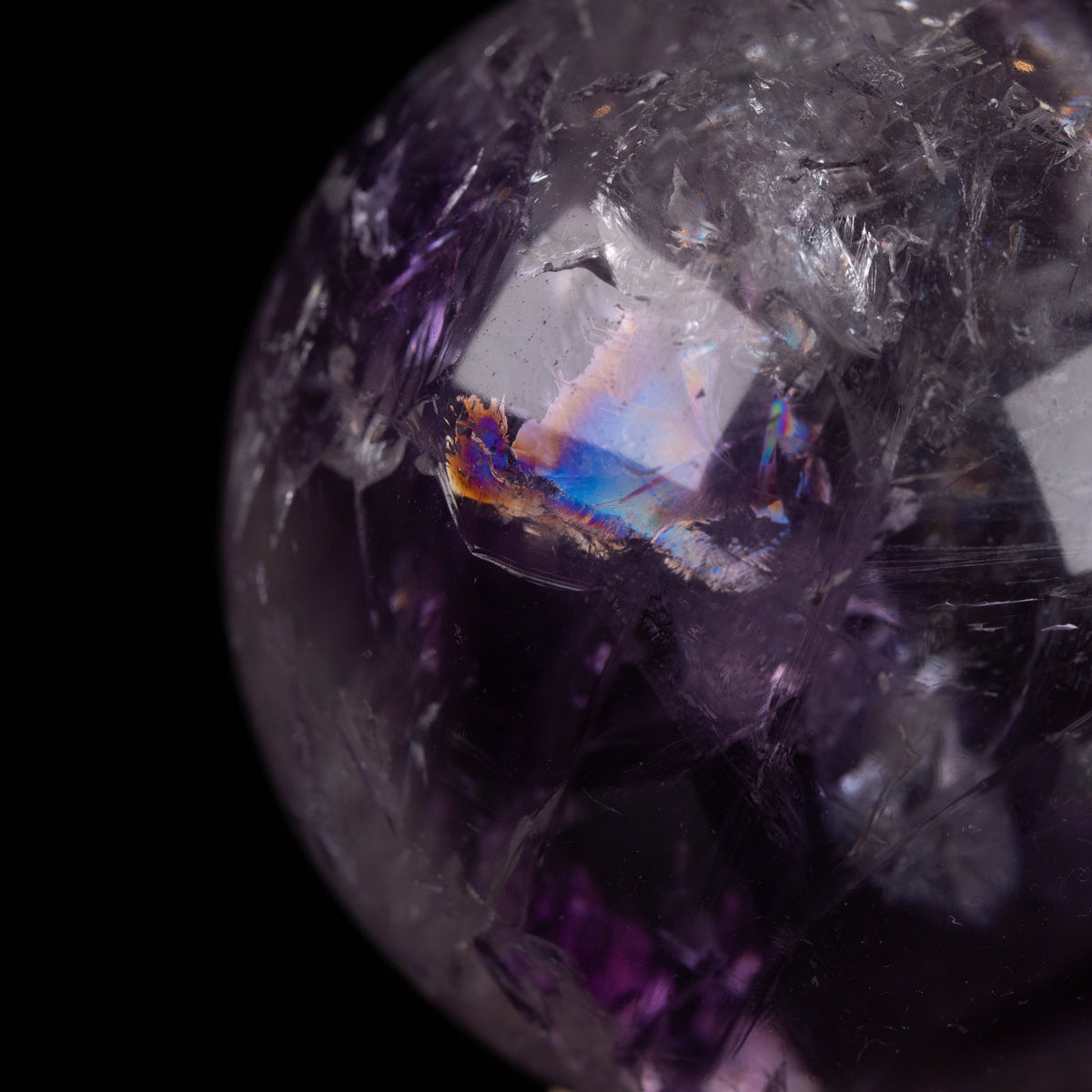 Amethyst Phantom Kugel mit Regenbogen - Epomina