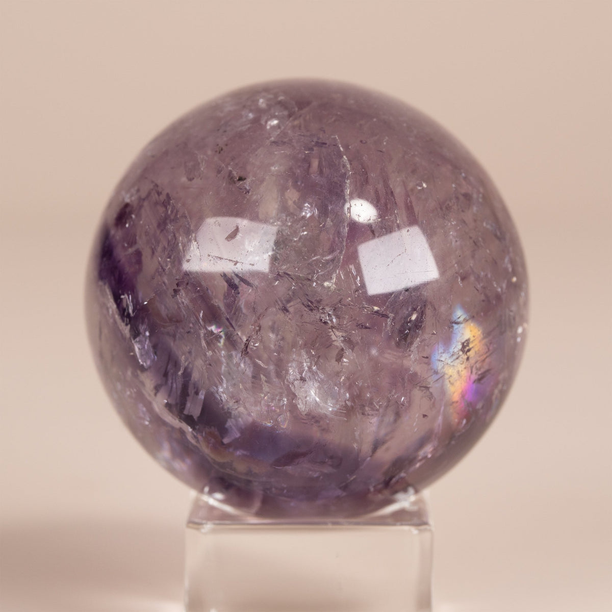 Amethyst Phantom Kugel mit Regenbogen - Epomina